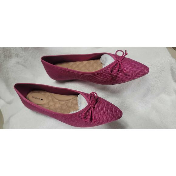 NWT Women's Birdies The Goldfinch Raspberry Pointed Toe Rafia Flats size 6.5 - Picture 4 of 6